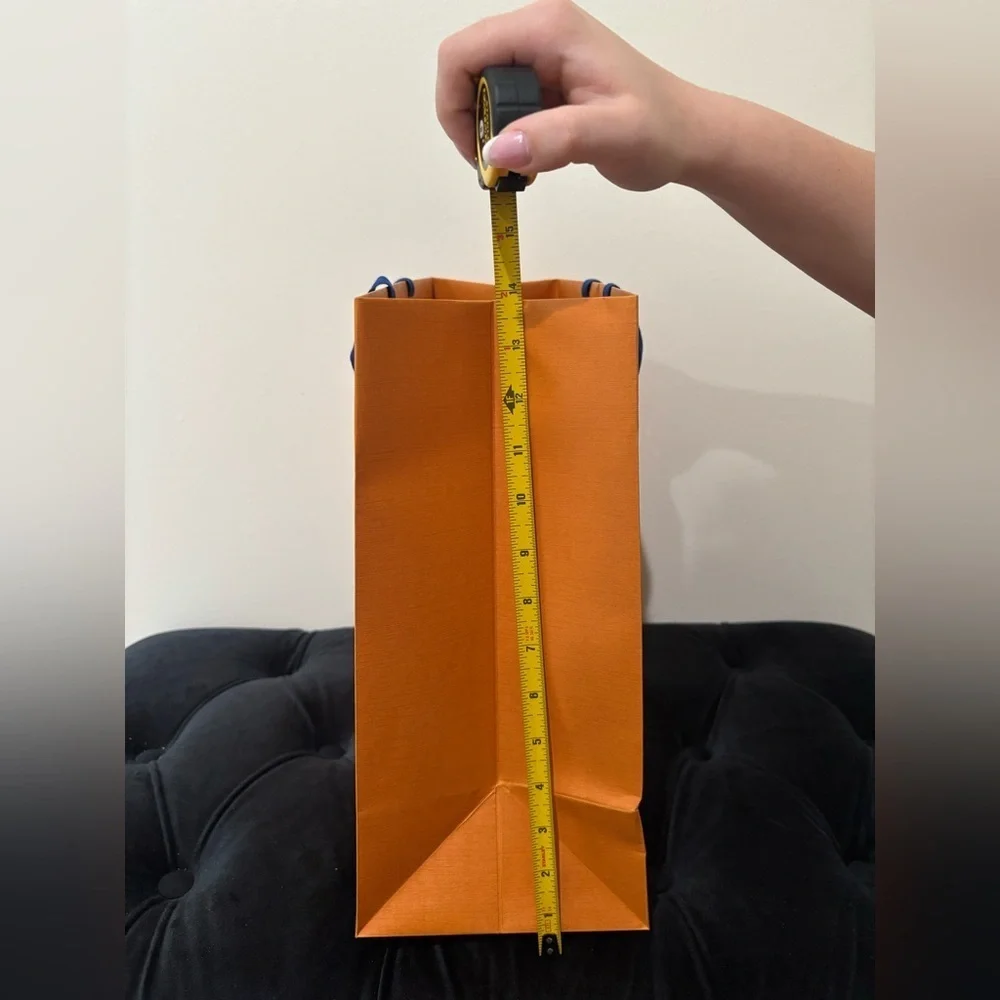Louis Vuitton Orange Shopping Bag with Blue Handles